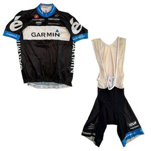 CASTELLI Garmin Cycling Kit Short Sleeve Jersey Shirt and Bib Shorts L/XL